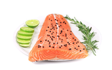 Salmon fillet with rosemary and lime.