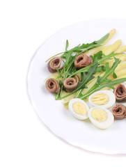 Salad with anchovies and asparagus.
