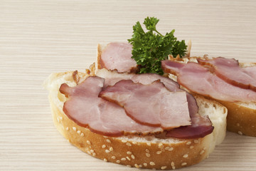 Two delicious ham sandwiches