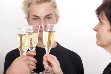 People celebrating with champagne your success