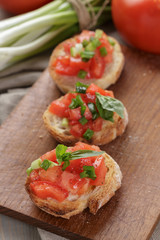 simple italian appetizing bruschetta with tomato