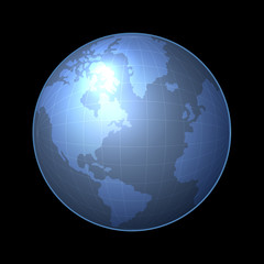 Globe Icon with Light Map of the Continents. Vector