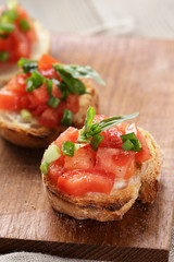 simple italian appetizing bruschetta with tomato