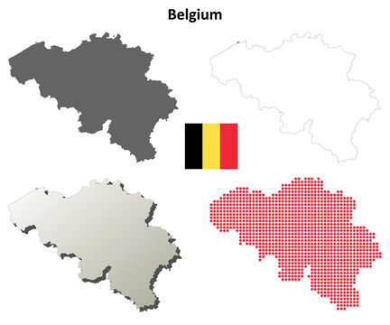 Blank detailed contour maps of Belgium