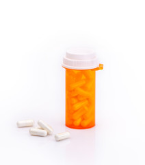 Pills and supplementary food bottle isolated