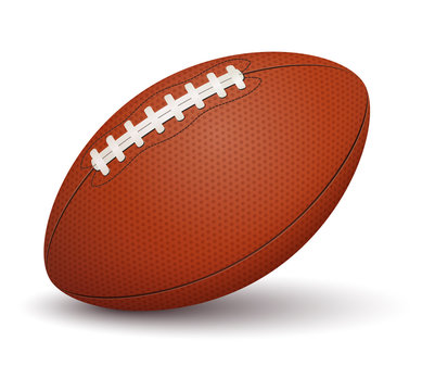 American football ball on white background