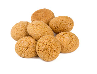 Traditional italian almond cookies - amaretti, isolated on white