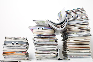 Stacks of Magazines with Googly Eyes
