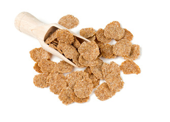 pile of bran flakes isolated on white