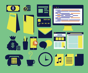 set of business working elements for web design