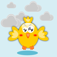 Uccello arrabbiato e nuvole