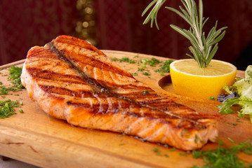 grilled salmon steak