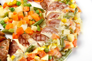 grilled meat with vegetables