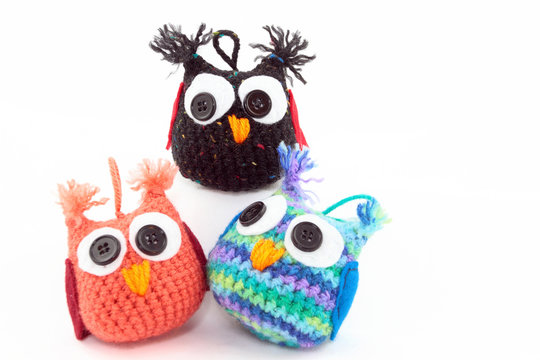 Three Adorable Handmade Owls