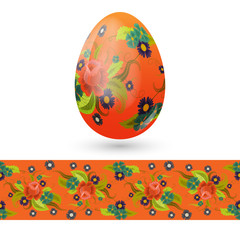 Easter egg decorated with vintage floral pattern