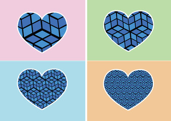 Heart Icon and Hearts symbol lines abstract idea design