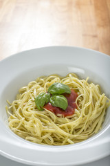 spaghetti on white plate