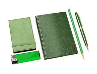 Green set of stationery