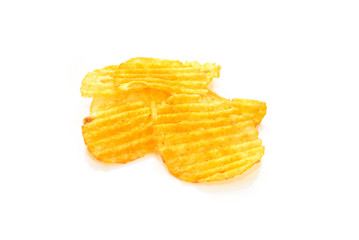 Spicy Potato Chips Isolated Over White