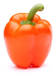 Orange sweet bell pepper isolated on white background cutout