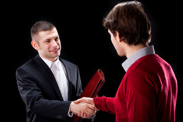 Shaking hands with a client