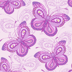 Seamless pattern with butterflies. Colorful background.