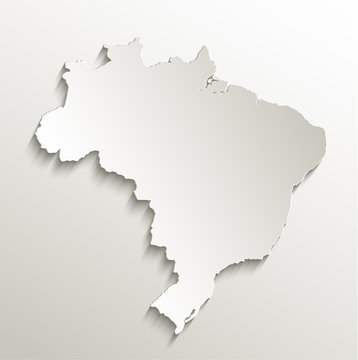 Brazil map card paper 3D natural