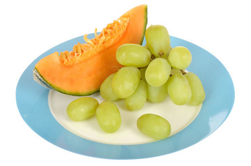 Cantaloupe Melon with Grapes