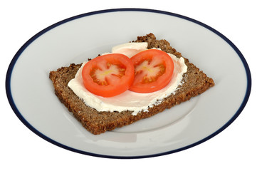 Soft Cheese on Rye with Tomato