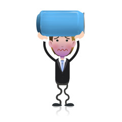 Businessman with realistic bass over white background.