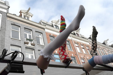 Maternity lingerie at the Albert Cuyp market in Amsterdam in the