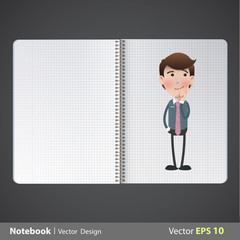 Businessman printed on realistic book. Vector design