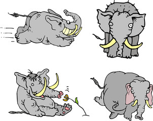 Comic elephant athletes