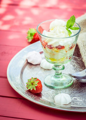 Strawberry and meringue pavlova