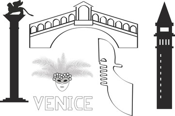 Fototapeta na wymiar Italy Venice Venezia illustrations silhouettes