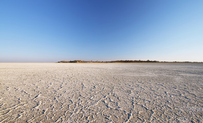 Salt lake around Kubu island in winter