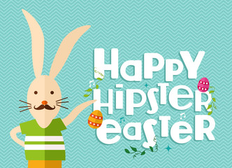 Hipster easter rabbit greeting card