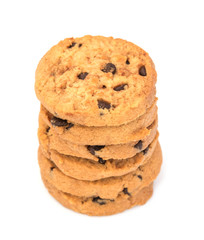 Chocolate chip cookies isolated on white background.