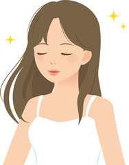 髪がきれいな若い女性