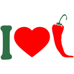 Fototapeta premium I Love Chili Chilli Peperoni Herz Logo