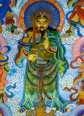 Traditional Chinese mural on temple wall