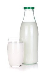 Glass and bottle of milk