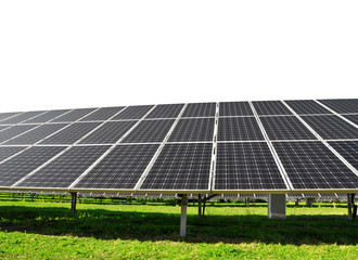 Solar energy panels on white background