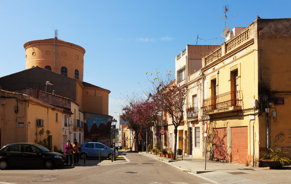 Urban view with church. Sant Adria de Besos