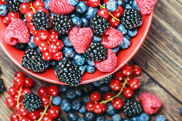 fresh blueberries, currants, blackberries, cranberries