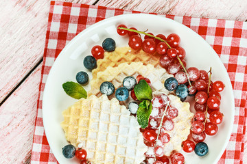 Waffles with fresh berries