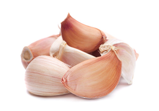 Garlic vegetable on white