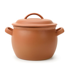 clay pot isolated on white background