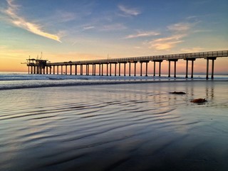 Sunset at Scripps Pier, La Jolla, San Diego, California, USA