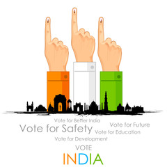 Hand with voting sign of India